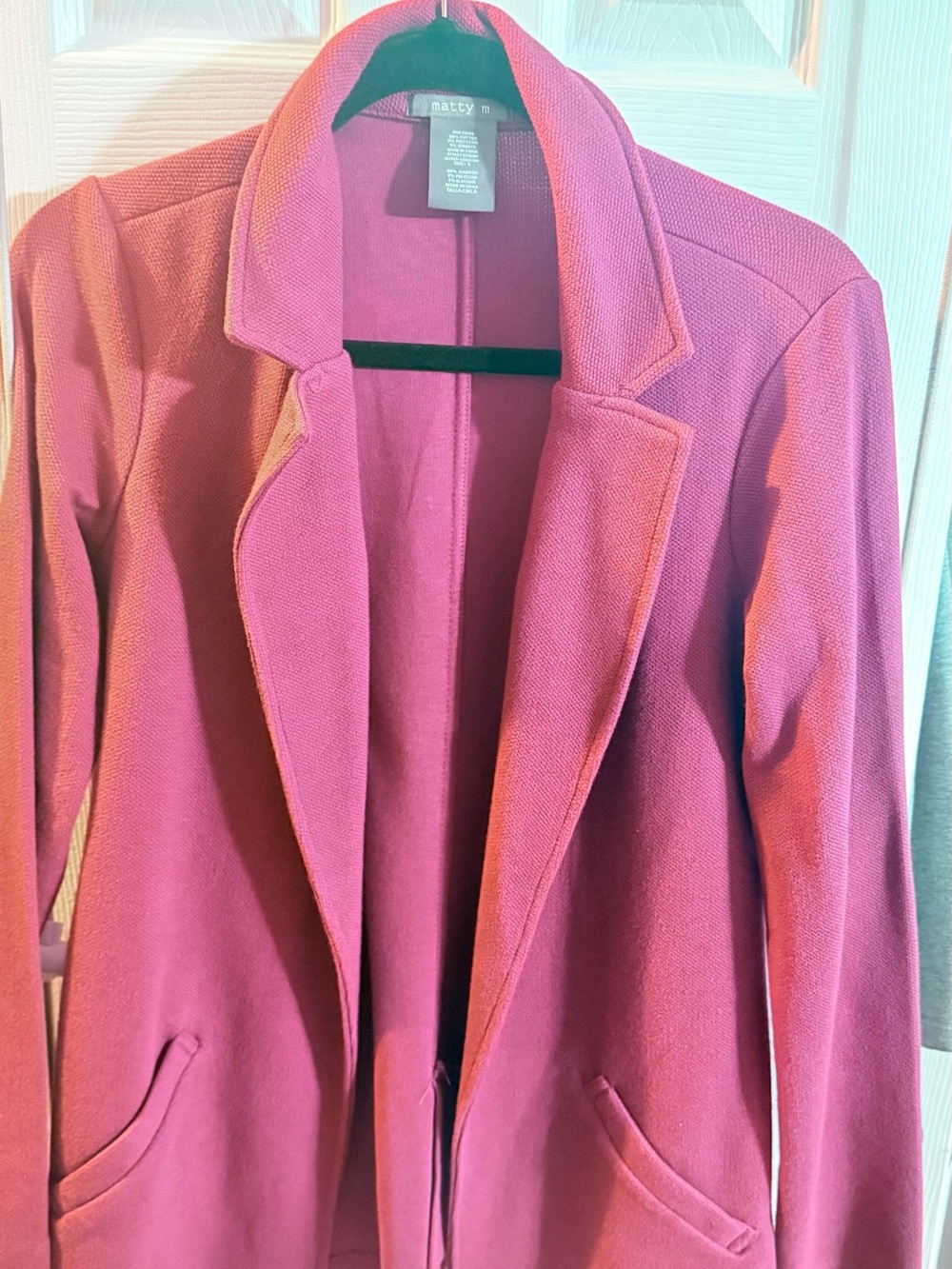 Matty M Raspberry-Pink Tailored Open-Front Blazer